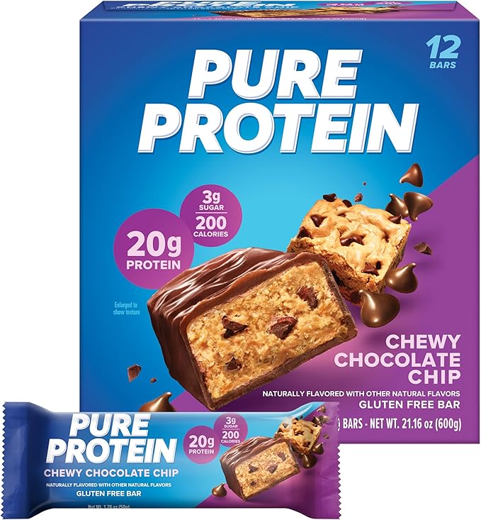 Pure Protein Powder Whey High Protein Low Sugar Gluten Free Vanilla Cream 1.75 lbs &amp Bars High Protein Nutritious Snacks to Support Energy Low Sugar Gluten Free