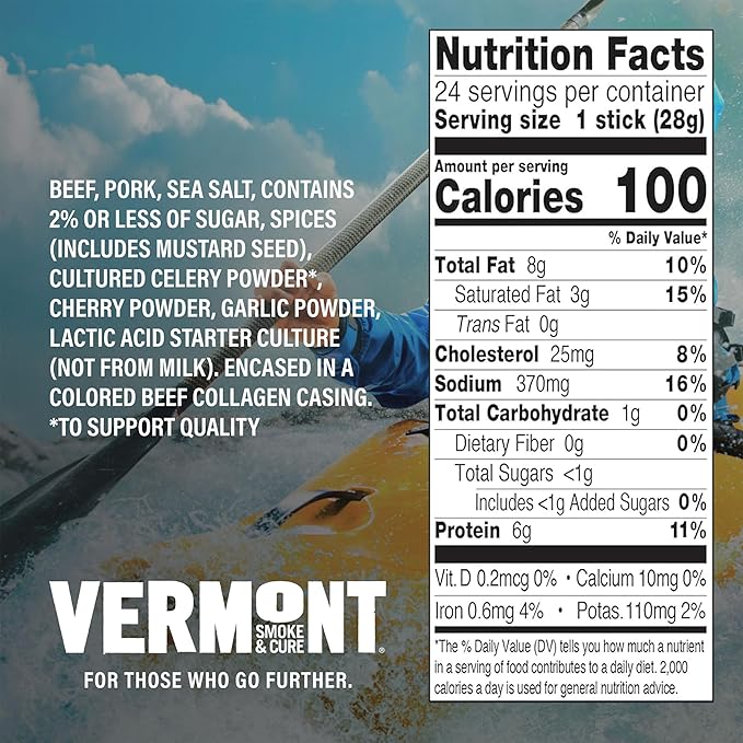 Vermont Smoke &amp Cure Original Beef &amp Pork Sticks Gluten Free 1 Ounce (Pack of 24)