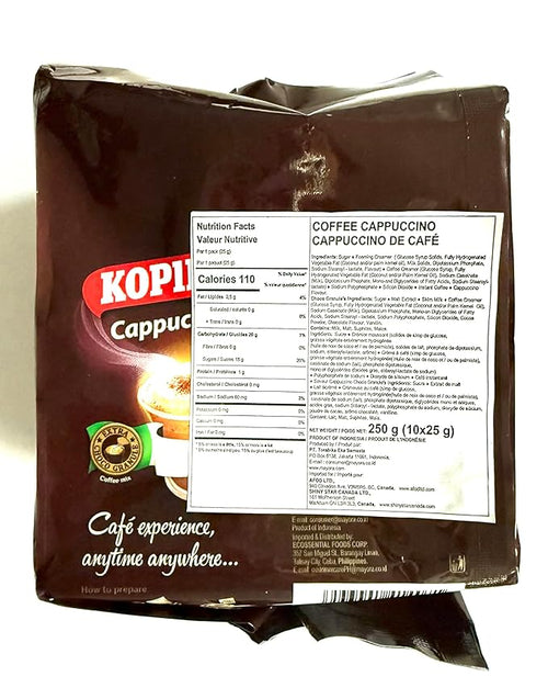 4 Kopiko Cappuccino with Choco Grabules Instant Coffee (4 pack x 10 sachets)