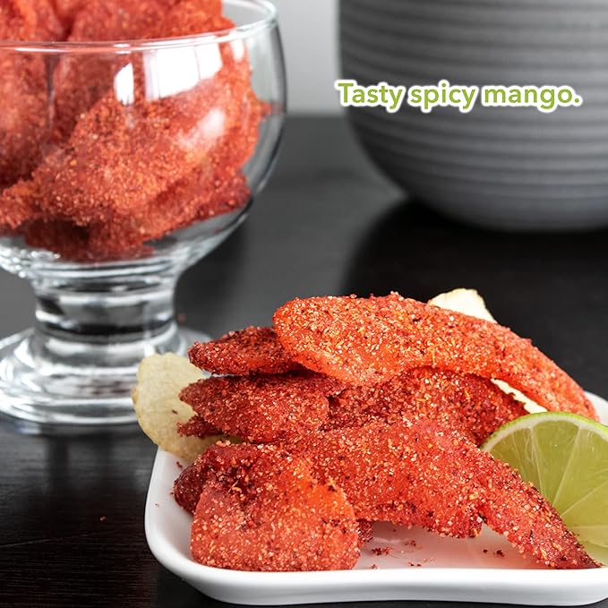 Balmoro Lime Spicy Dehydrated Mango (8.8 oz) - Lime Spicy Dehydrated Mango Fruit Slices - Chili Mango Dried Fruit - Dried Mango with Chili