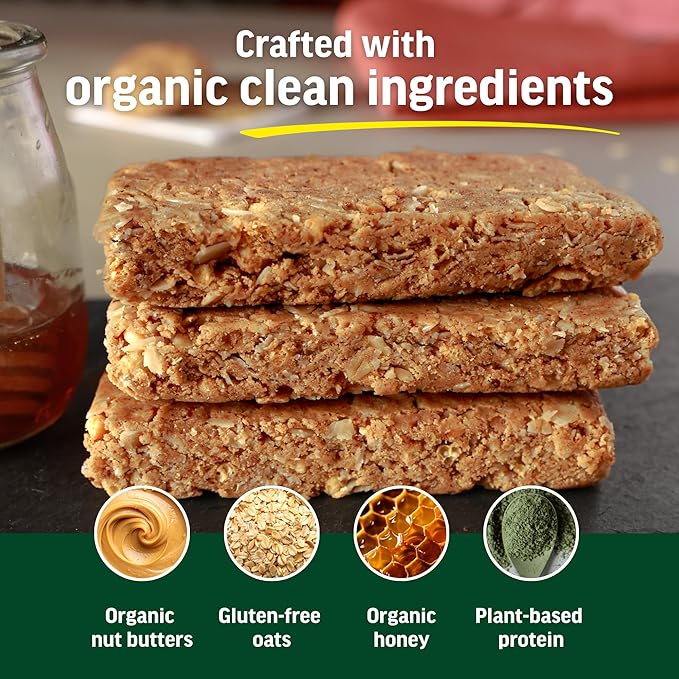 Kate’s Real Food Organic Protein Bars – (Snickerdoodle 2.2 oz Pack of 12) – Plant Based Protein Bars - Gluten Free Soy Free Non GMO Whole Grains and All Natural