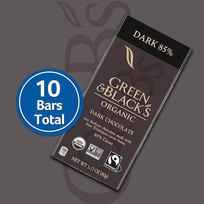 Green &amp Black's Organic Dark Chocolate Bar 85% Cacao 10 - 3.17 oz Bars
