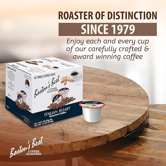 Boston’s Best - Italian Roast Deliciously Bold Dark Roast Gourmet Coffee Compatible with Keurig Coffee Maker 1 Count (42 Single Serve Cups)
