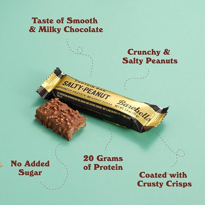 Barebells Protein Bars Bundle – Salty Peanut &amp Caramel Choco Soft Protein Bars 24 Count Total 16-20g High Protein Chocolate Snack Bars with Low Sugar Breakfast or Post-Workout Snack