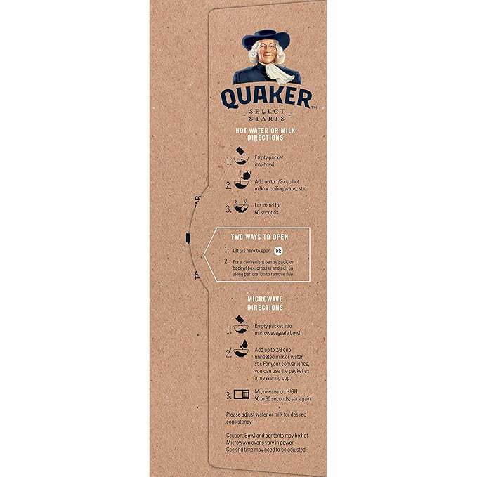 Quaker Instant Oatmeal Fiber &amp Protein 3 Flavor Variety Pack Individual Packets 8 Count (Pack of 4)