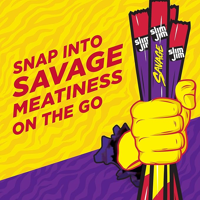 Slim Jim Savage Smoked Meat Sticks Original Flavor High Protein Easter Basket Stuffer for Men 3.0 oz. (12 Count)