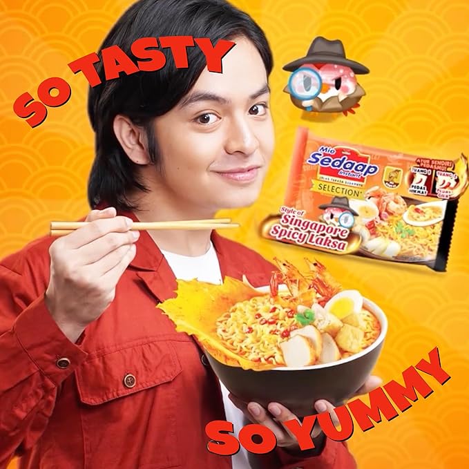 Singaporean Spicy Laksa Noodles (Pack of 40) — Creamy Coconut &amp Spicy Chili Instant Noodles — Mi Sedaap Halal Certified