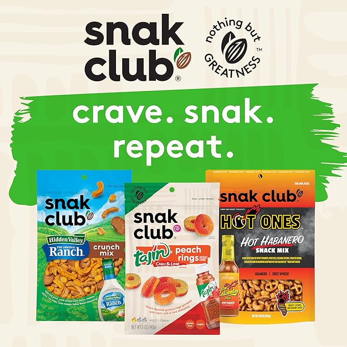 Snak Club Protein Power Snack Mix with Peanuts Roasted Edamame Dried Cranberries Pumpkin Seeds Almonds and Cashews Gluten-Free and Kosher Trail Mix Snacks 4.2 oz Resealable Bags 6 Pack