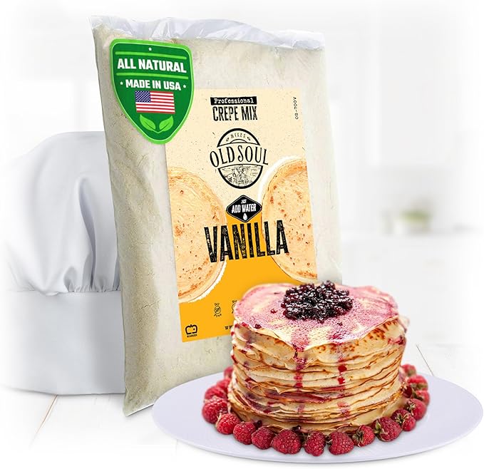 OldSoul Professional Crepe Mix | Vanilla Flavour | Dough Mix | 5 Lbs | 36 Crepes (5 Lbs Traditional)