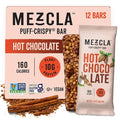 Mezcla Puff-Crispy Plant Based Protein Bars - Hot Chocolate - Healthy Snacks for Kids &amp Adults - Granola Bars for School Travel &amp Office Snacks - Gluten Free Vegan Non GMO 10g Protein - 1