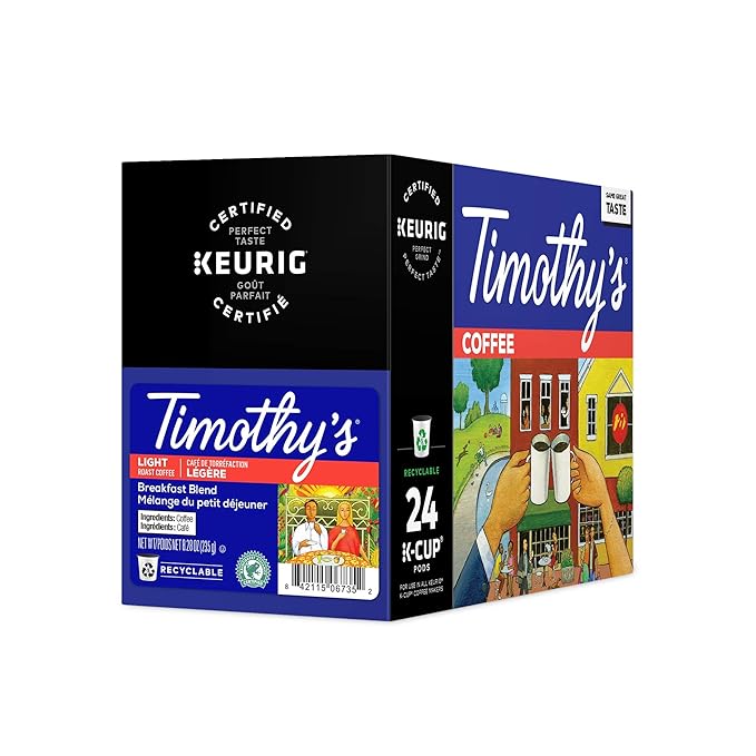 Timothy's World Coffee Breakfast Blend K-Cup Portion Pack for Keurig K-Cup Brewers 24-Count 8.4 oz (Pack of 2)