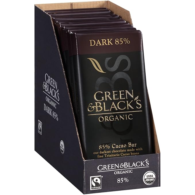 Green &amp Black's Organic Dark Chocolate 85% Cacao 90g (Pack of 10)