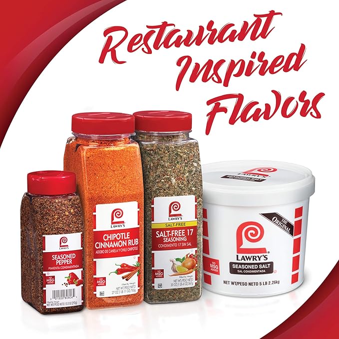 Lawry's Roasted Garlic &amp Red Bell Pepper Monterey Style Seasoning 21 oz - One 21 Ounce Container of Roasted Red Bell Pepper Seasoning Ideal on Fajitas Meatballs Shrimp and Vegetables