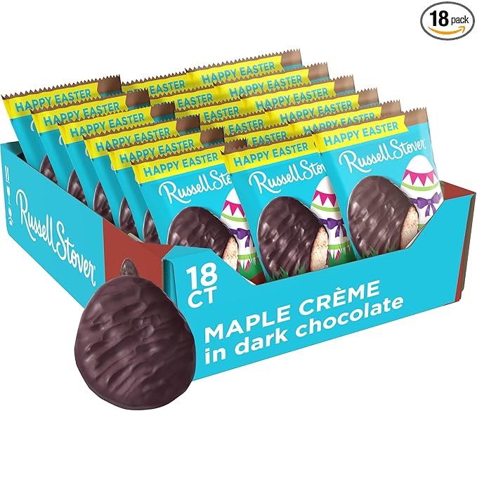 Russell Stover Easter Maple Creme Dark Chocolate Easter Egg 1.3 oz each (Pack of 18)