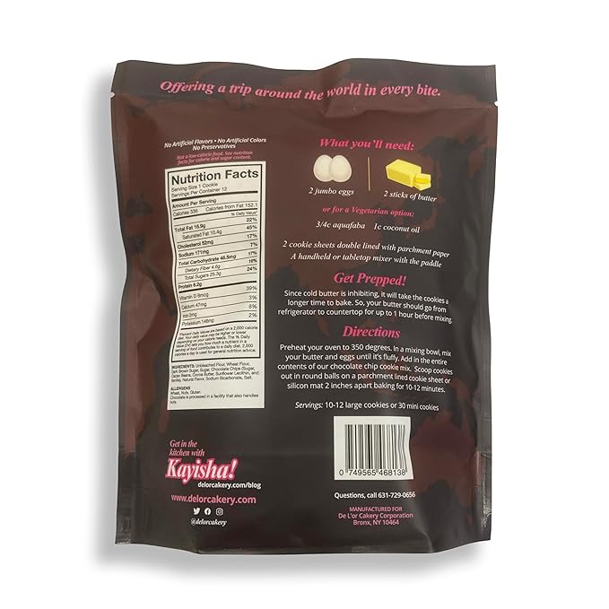 DE L’OR CAKERY Salty Sea of Chocolate Cookie Mix | All Purpose Cookie Kit | Premium Ingredients | Easy To Follow Recipe | Yields 24 Cookies