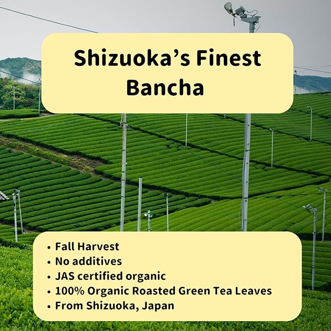 Shizuoka's Finest Organic Bancha tea - JAS Certified Non-GMO No-additives Authentic Japanese Origin 100% Pure Premium Bancha (roasted green tea) leaves 10 gram travel size bag (20 gram sumo size