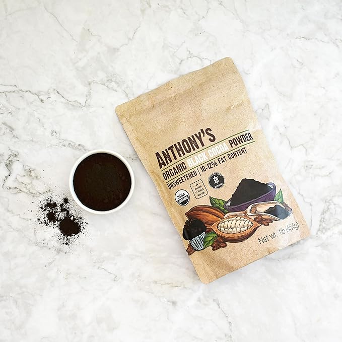 Anthony's Organic Black Cocoa Powder 1 lb Unsweetened Dutch Processed Gluten Free Non GMO