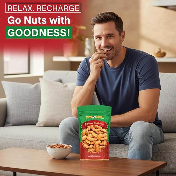 We Got Nuts Jumbo California Almonds 64oz (4 Pounds) (Whole Naturel Non Gmo Shelled Unsalted)