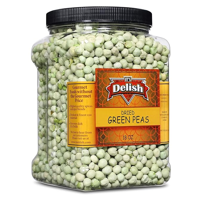 Gourmet Freeze Dried Peas by It’s Delish 18 Oz Jumbo Container Jar | Vegan and Kosher Dried Vegetables with Long Shelf Life for Convenient Meals and Cooking