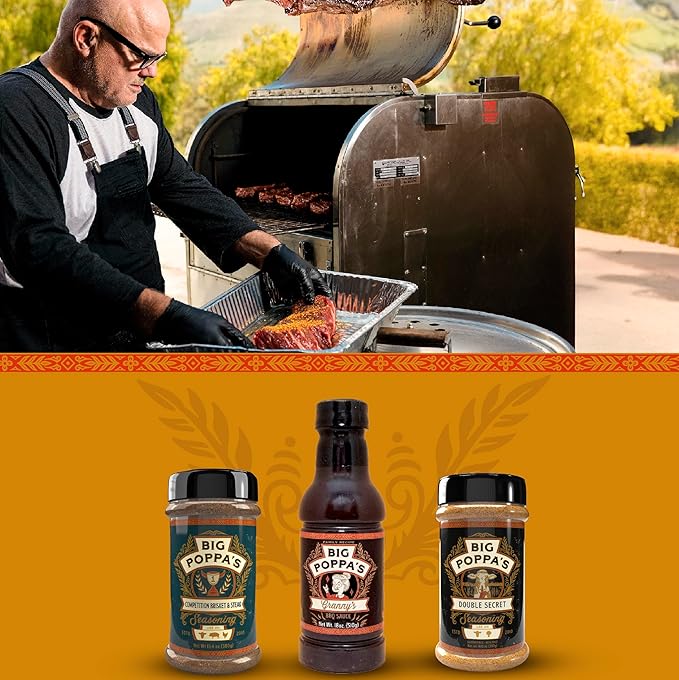 Big Poppa’s Steakhouse Grill Bundle – Savory BBQ Rubs &amp Championship BBQ Sauce Kit for Beef Chicken and Pork – Balanced Juicy Flavor for Steak Nights Everyday Cooking &amp Grilling – 3-Pack Se