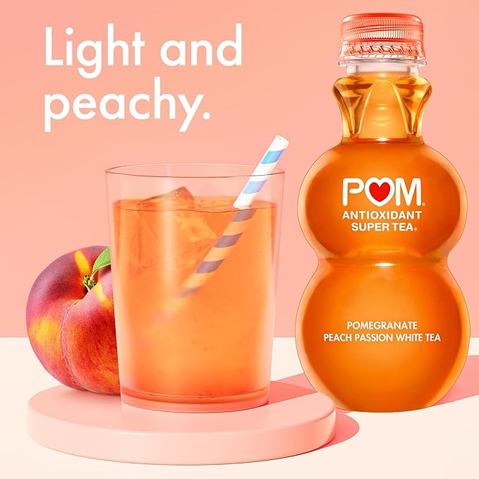 POM Wonderful Antioxidant Super Tea Pomegranate Peach Passion White Tea 12 fl oz (Pack of 6)
