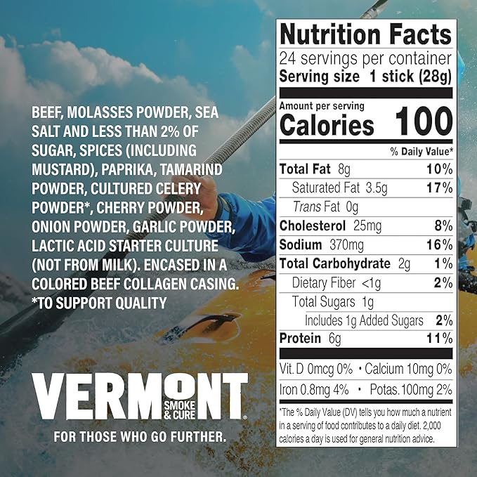 Vermont Smoke &amp Cure BBQ Seasoned Beef Sticks Gluten Free 1 Ounce (Pack of 24)