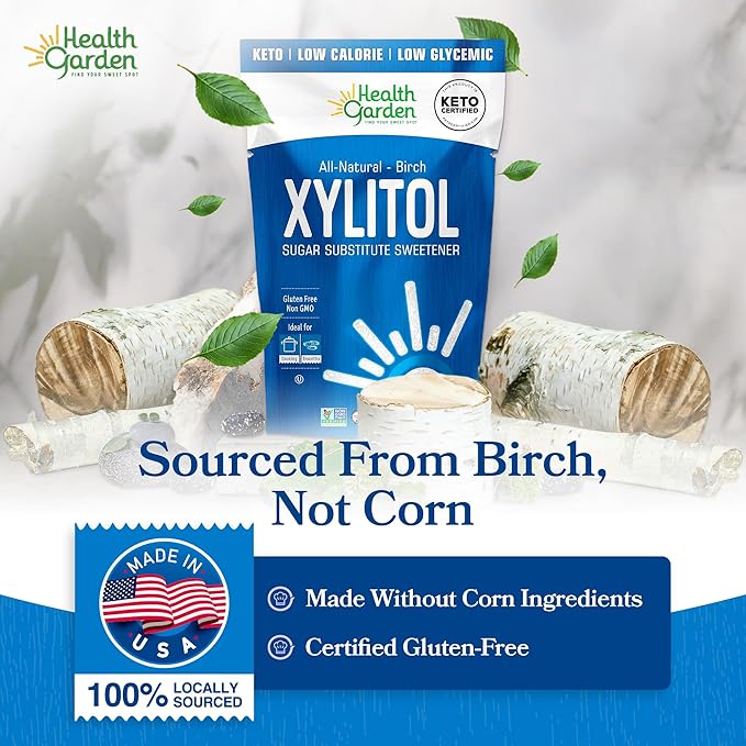 Health Garden Birch Xylitol Sweetener 40 oz Bag – 100% Birch-Derived Xylitol Sugar Substitute for Baking &amp Coffee 1:1 Sugar Replacement Supports Teeth Keto Vegan Non-GMO