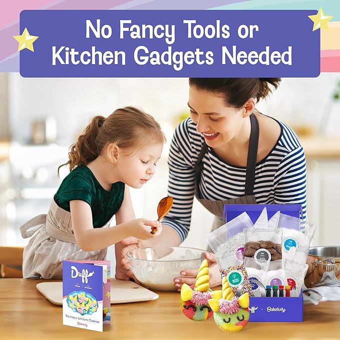 Baketivity x Duff Goldman Unicorn Cookies - Kids Baking Kit - Cooking Kits with Premeasured Ingredients Decorating Supplies STEM Activities - Kids Baking Sets for Girls Boys Ages 6-12