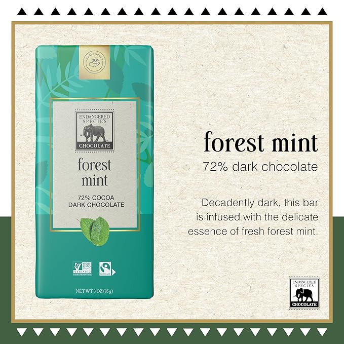 Endangered Species Dark Chocolate Bar with Cacao Nibs (72% cocoa)