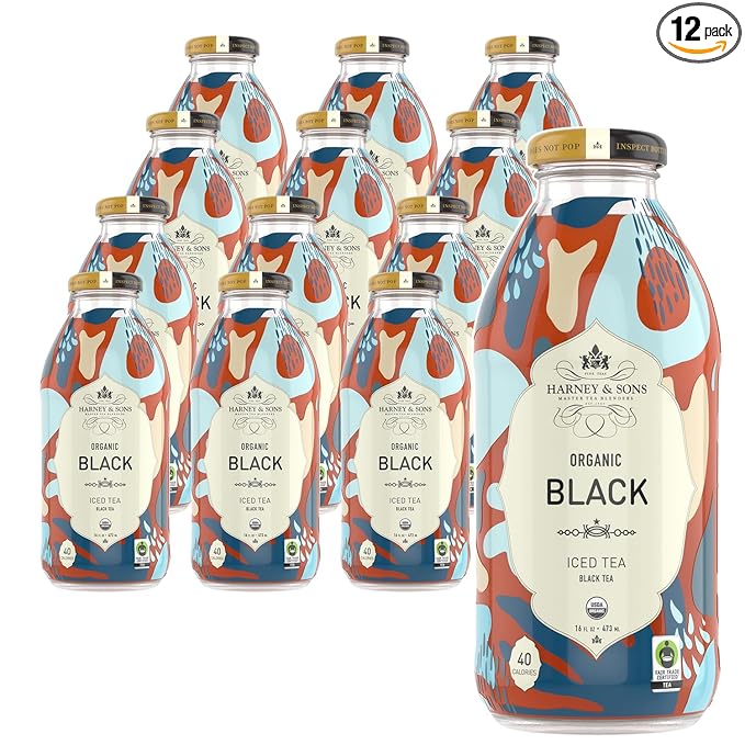 Harney &amp Sons Organic Black Iced Tea Glass Bottles16 oz bottles (Pack of 12)