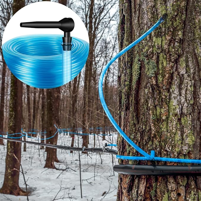 Nosiny 500 ft Maple Syrup Tree Taps Vacuum Tubing Lines with 20 Pieces Maple Sap Spiles for Syrup Collection