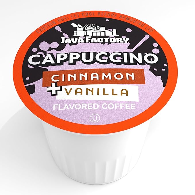 Java Factory Coffee Pods Vanilla Cream and Cinnamon Flavored Coffee for Keurig K Cup Brewers Cappuccino 40 Count
