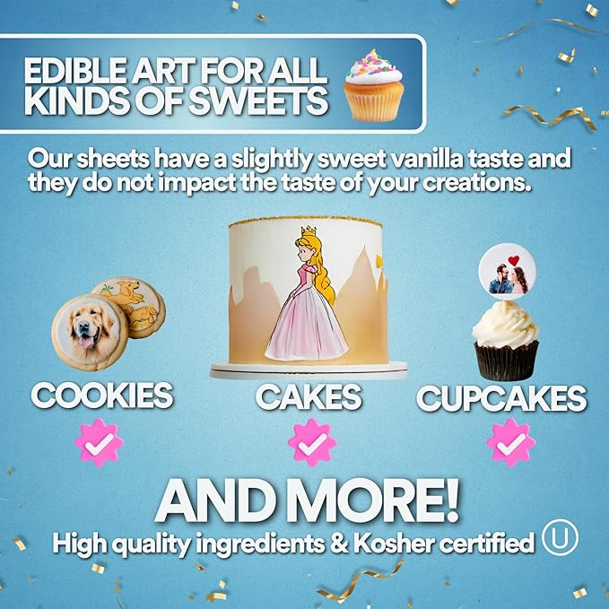 paper2eat Frosting Sheets Premium 8.5“ x 11“ – 24 count – White Edible Icing Sheets - Kosher Certified
