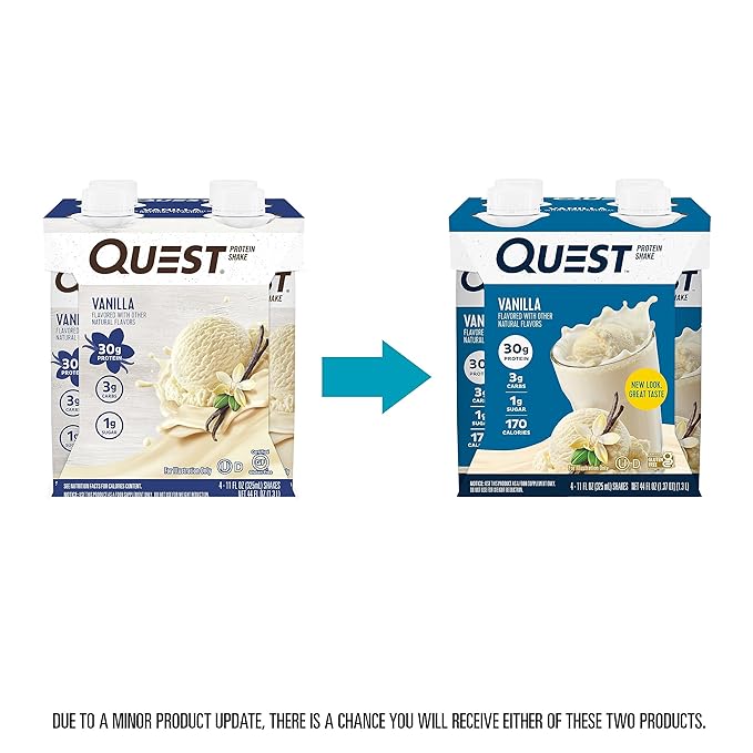 Quest Nutrition Ready to Drink Vanilla Protein Shake 30g Protein 3g Net Carbs Gluten Free Keto Friendly 11 fl.oz 4 Count (Pack of 3)