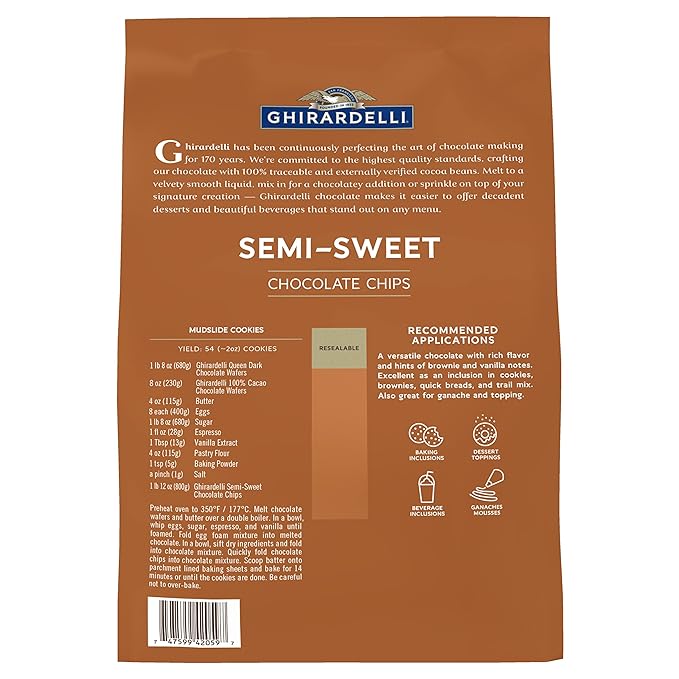 Ghirardelli Chocolate Company Semi-Sweet Chips 1000 per lb 5lb. Bag (Pack of 1)