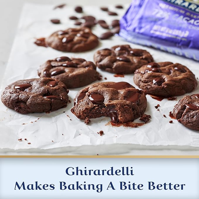 GHIRARDELLI 72% Cacao Dark Chocolate Premium Baking Chips 10 oz Bag Rich Bittersweet Chocolate Chips Made with Real Vanilla Extract