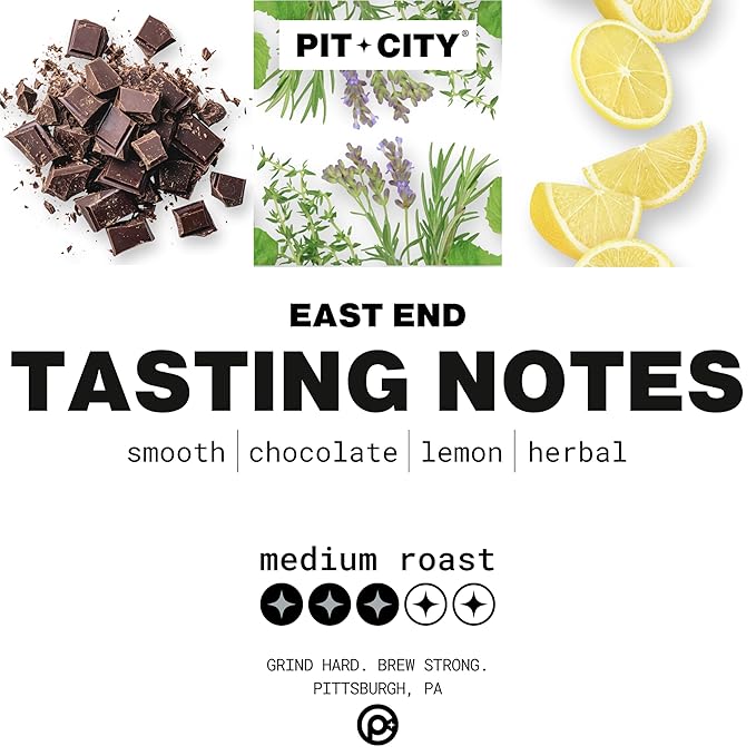 Pit City East End Single Origin Peru Decaf Medium Roast Swiss Water Process Whole Bean Coffee 12oz Bag - Smooth Chocolate Lemon and Herbal Notes - Premium Small Batch Roasted - Pittsburgh