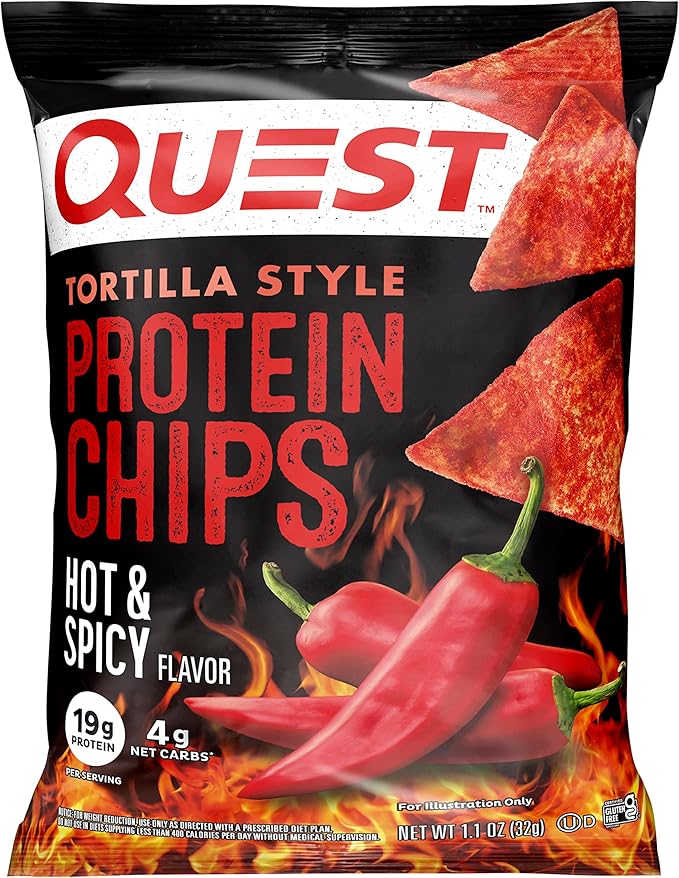 Quest Hot &amp Spicy 19g Protein Tortilla Chips 12 Count &amp Cookies &amp Cream 18g Hero Protein Bars 12 Count