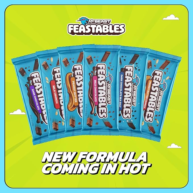 MrBeast Feastables Almond Milk Chocolate Bar King Size 10 Count Roasted Almond Chocolate Candy Fairtrade Cocoa 2.1oz Each