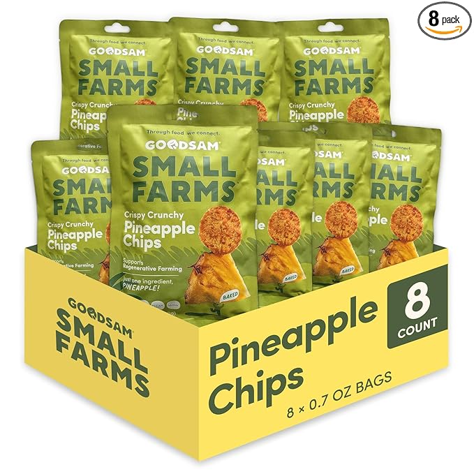 GoodSAM Small Farms Baked Pineapple Chips Pack of 8 Simple Ingredient Fruit Chips