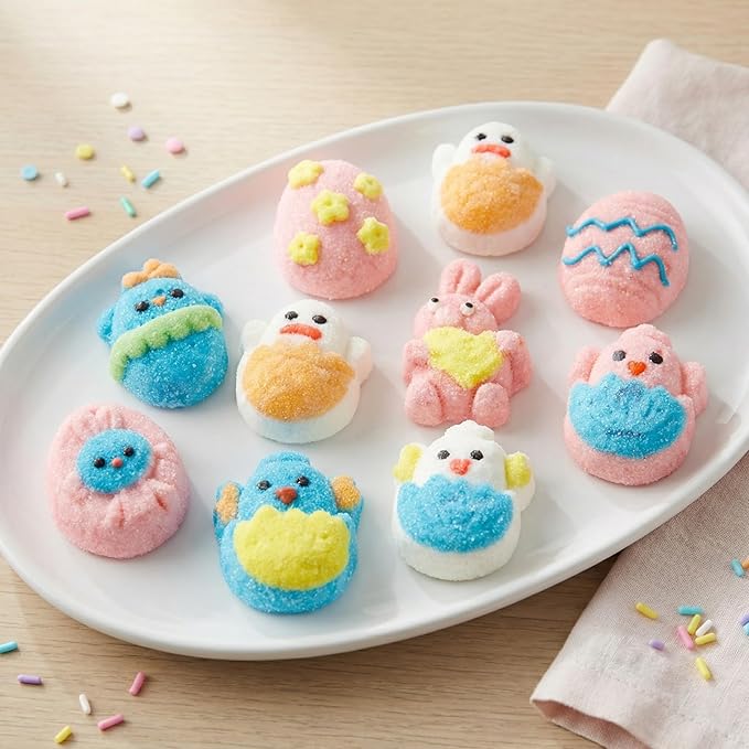 Easter Marshmallow Gummies - 10 Fun Designs 6-Pack Total 60 Individually Wrapped Gummies - Gluten-Free &amp Dairy-Free Perfect for Egg Hunts