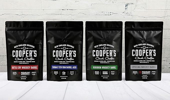 Bourbon Whiskey - Colombian Coffee Beans Aged in Kentucky Bourbon Whiskey Barrels - 12oz and Single-Malt Whiskey - Sumatra Coffee Beans Aged in Stout Whiskey Barrels - 12 oz