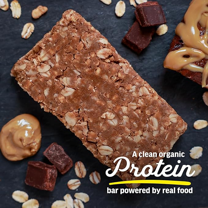 Kate’s Real Food Organic Protein Bars – (Peanut Butter Brownie 2.2 oz Pack of 12) – Plant Based Protein Bars - Gluten Free Soy Free Non GMO Whole Grains and All Natural