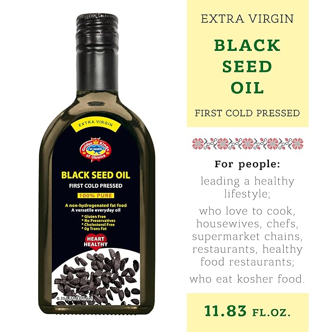 Natural Cold-Pressed Oil Variety Pack – Black Cumin Pumpkin Hemp &amp Flaxseed – Extra Virgin Unrefined Glass Bottles – 4 x 11.83 OZ – Ideal for Cooking
