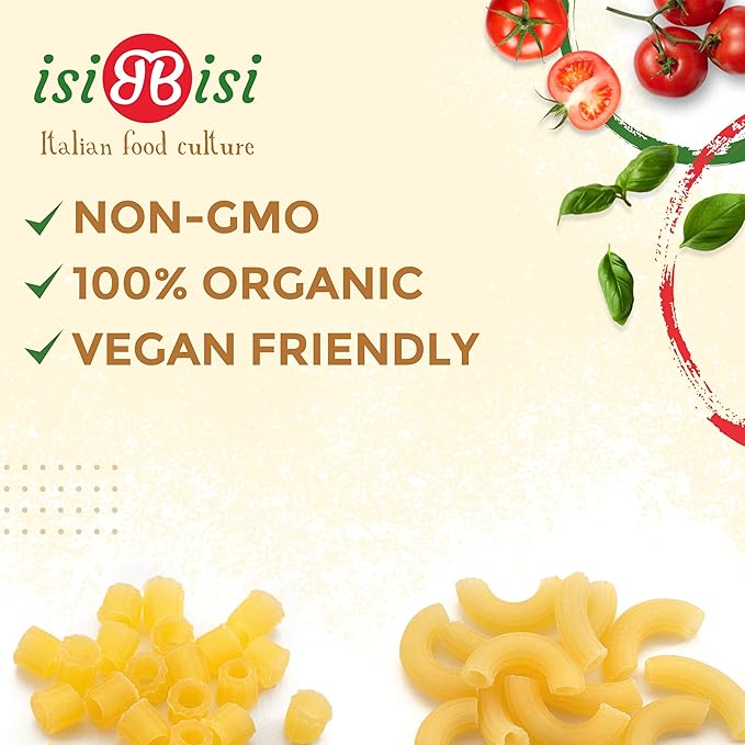 isiBisi 5 Pack Mix 3-Pack Elbow and 2-Pack Tubetti Pasta - Vegan Non-GMO Made in Italy