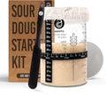 Sourdough Starter Jar Kit Includes 34 oz Sourdough Starter Jar with Metallic Lid Silicone Spatula Feeding Tracker Extra Thermometer Strips &amp Breathable Covers – Sourdough Bread Starter Kit