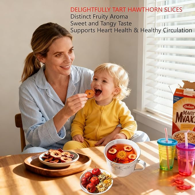 DABC OAK LAND Hawthorn Slices Hollow Circle Seedless 100% Natural Sun-Dried Hawthorn Fruit Hawthorn Berries for Tea 山楂干 山楂果茶 山楂片 Natural Herbal Tea for Digestion 8OZ/Bag
