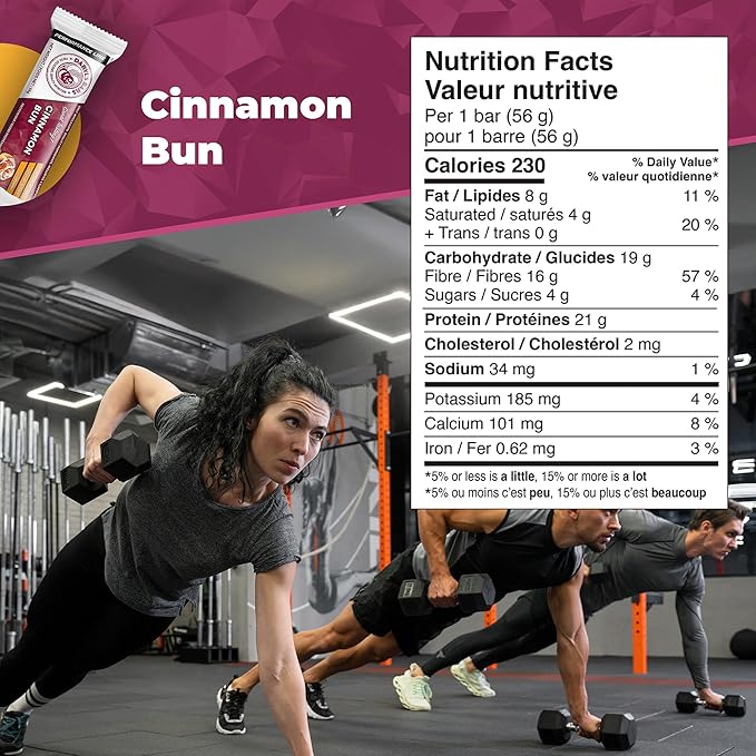 Daryl's Bars Cinnamon Bun On the Go Whey Protein Bars Gluten Free 21gr of Protein Snack Meal Replacement Pack of 1