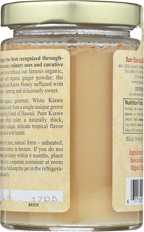 Rare Hawaiian Honey White With Hawaiian Ginger Organic 8 Ounce