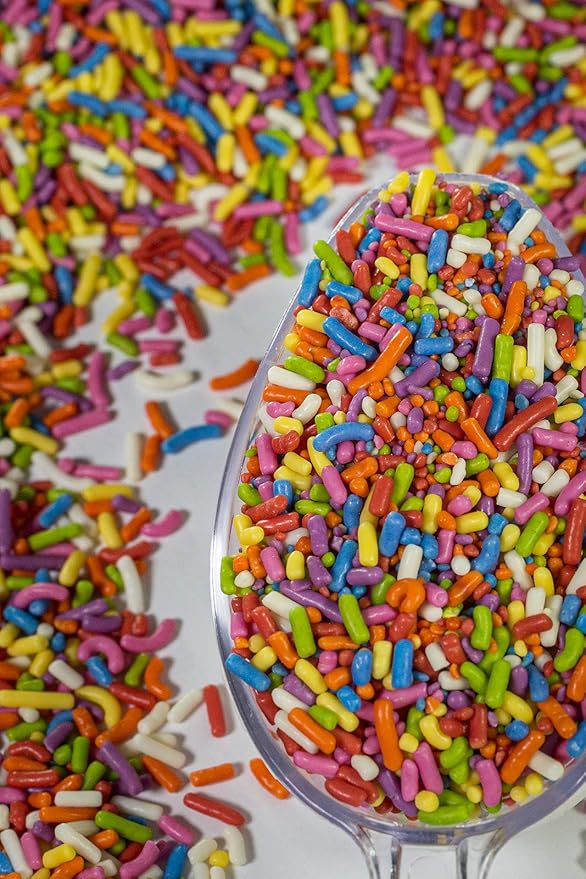 100% NATURAL RAINBOW SPRINKLES - NATURAL COLOR DAIRY FREE NUT FREE GLUTEN FREE SOY FREE VEGAN EGG FREE AND KOSHER 1.5 LBS. CUPCAKE AND CAKE TOPPERBULK CANDY RESEALABLE CONTAINERCOLORFUL